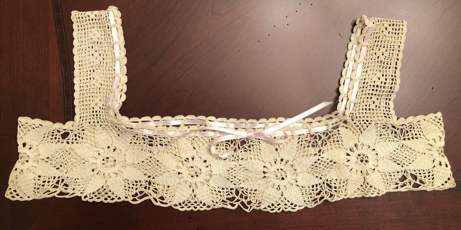 Vintage Victorian Edwardian Style Handmade Womens Crocheted Chemise Lace Yoke