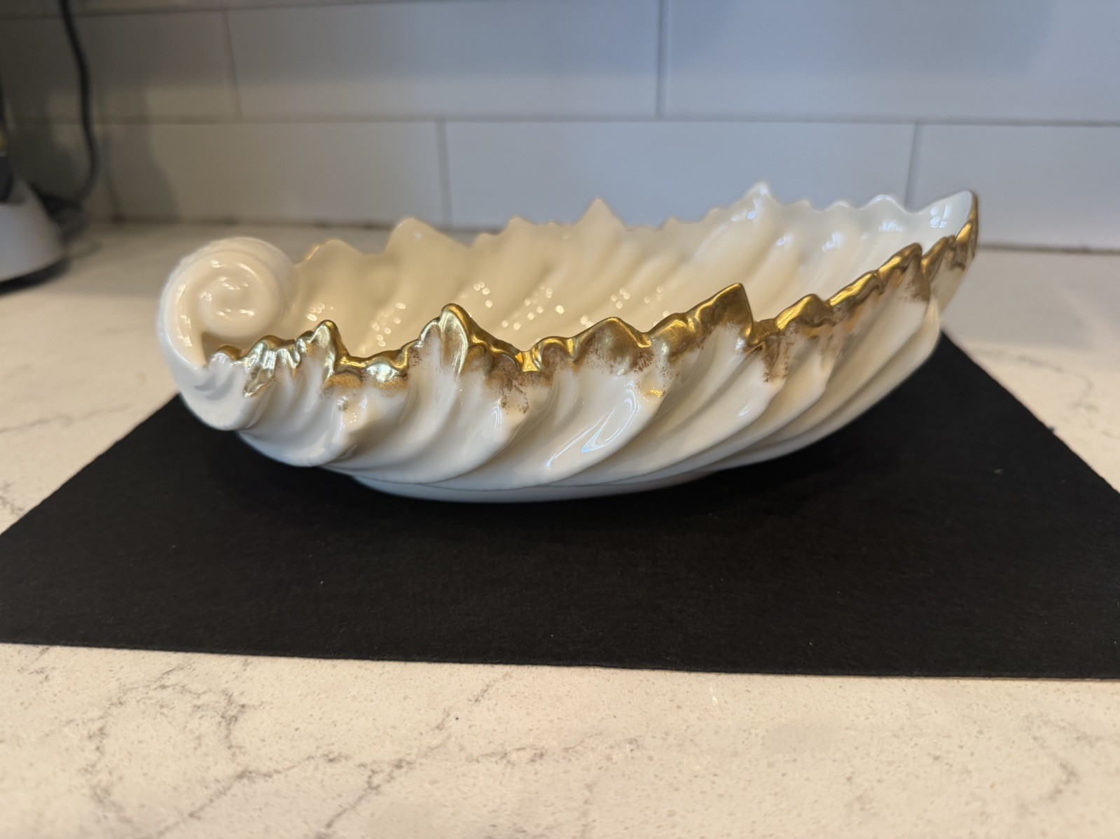Vintage Lenox Acanthus Leaf Bowl - Ivory with 24K Gold Trim - 9 inches