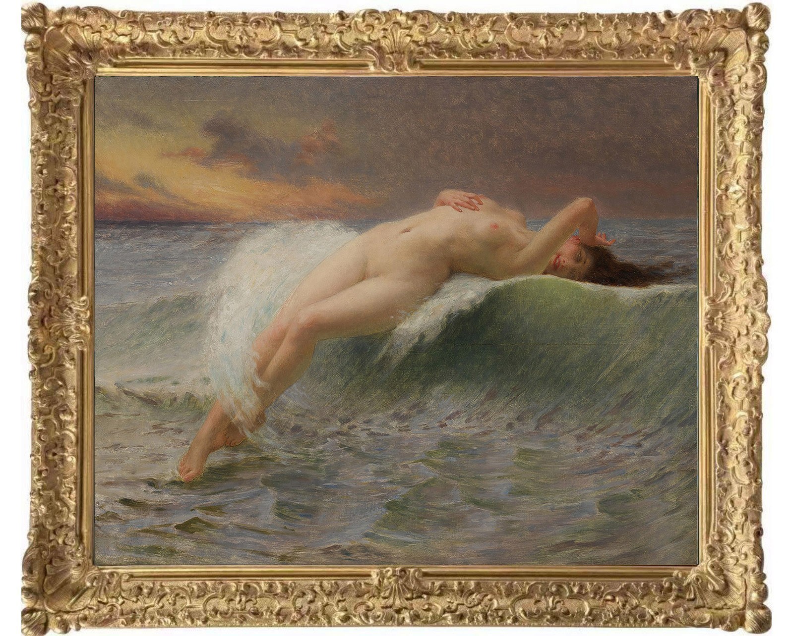 Hand Painted Classical Oil Painting Female Woman Seaside Art Antique Style Hand Painted Classical Oil Painting Female Woman Seaside Art Antique Style