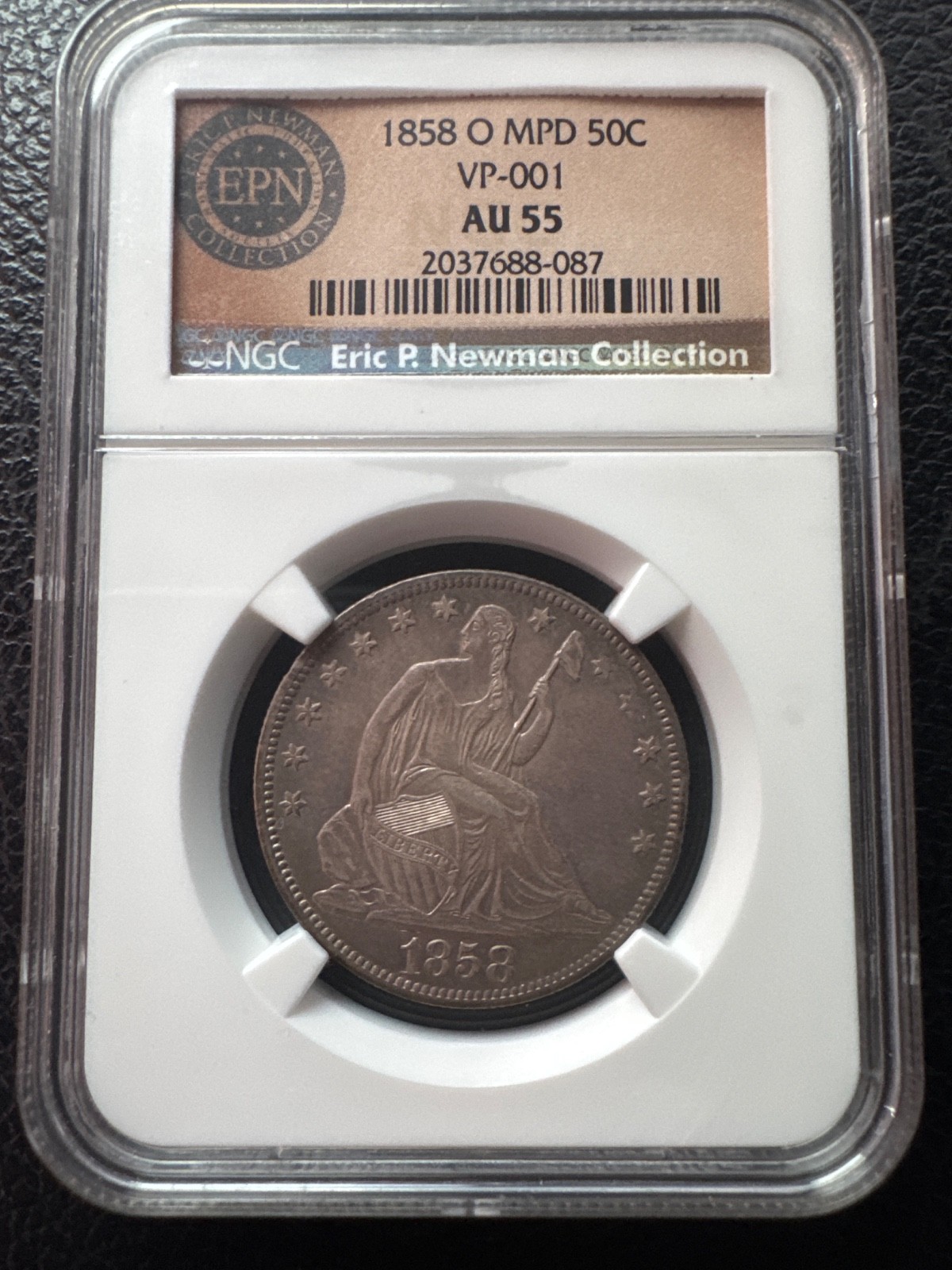 1858 O MPD 50c. VO-001. AU55 1858 O MPD 50c. VO-001. AU55