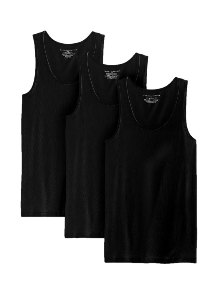 NWT Tommy Hilfiger.  3 Pack.  Cotton Classic A-Shirt.  Tank. Black. MSRP  $42.50