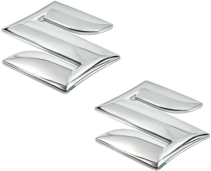 Suzuki S Emblem Pair of Fuel Tank Decals Chrome