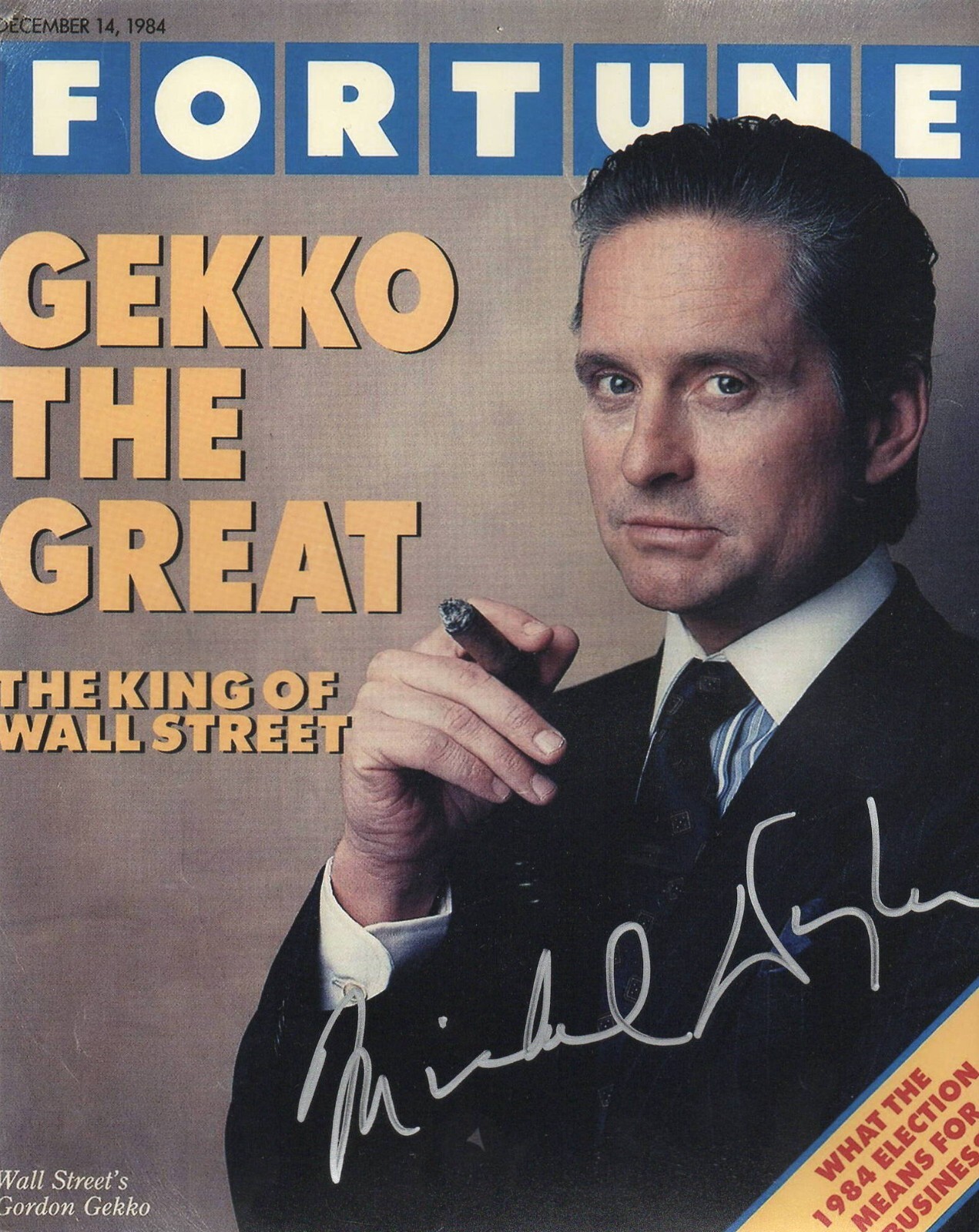 Michael Douglas Signed Fortune Photo Wall Street Prop Replica Autograph Beckett