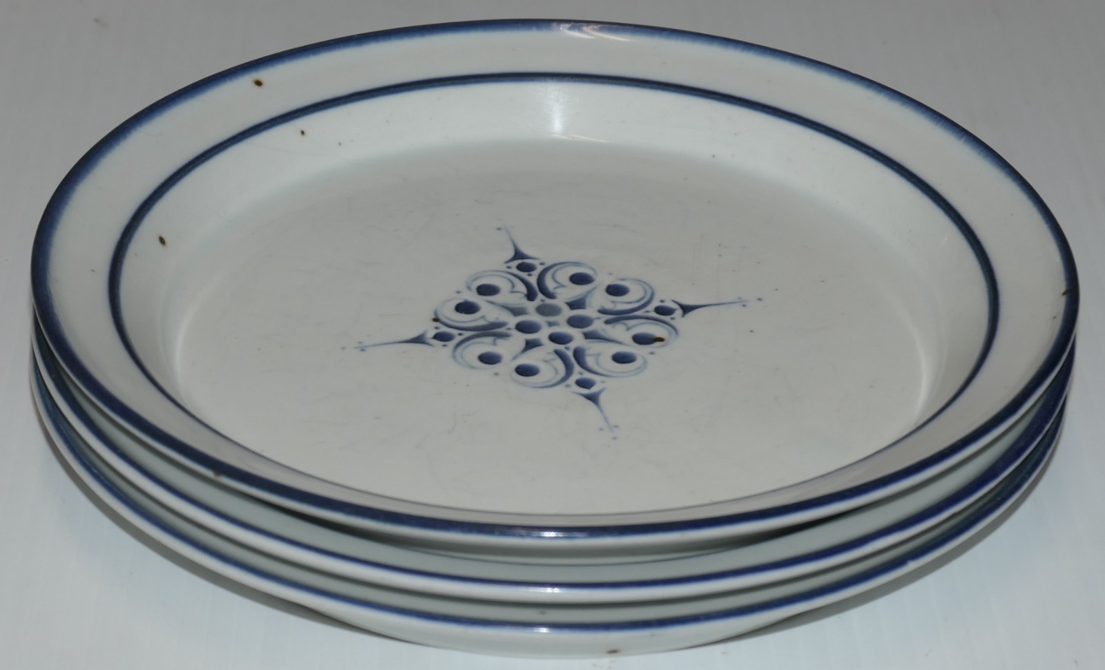 3 Vintage Dansk Tradewinds Blue bands scrolls dots salad plates Niels Refsgaard