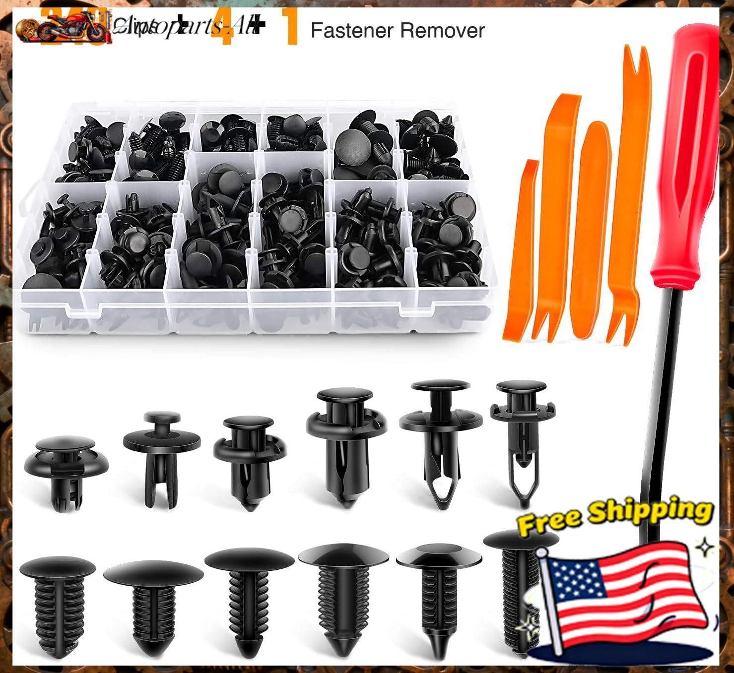 240pcs Auto Car Bumper Retainer Clips Kit Fastener Remover Push Pin Rivet Screw