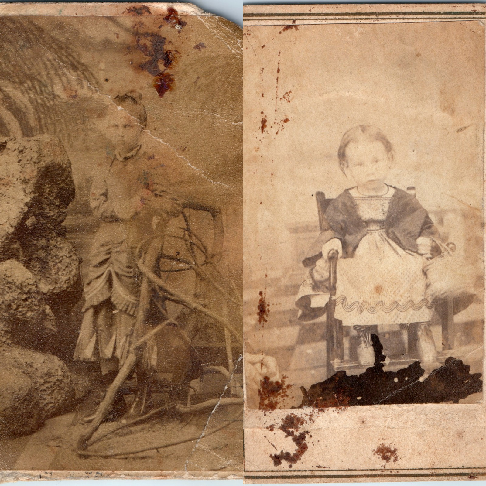 x2 LOT c1860s-70s Maquoketa IA CDV Photos Mrs Harvey Girl Female Photographer