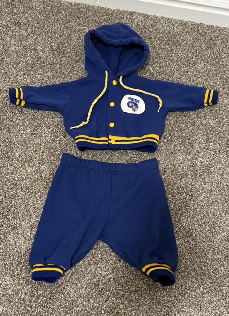 RARE 80s VTG Los Angeles LA Rams NEWBORN SWEATSHIRT SET hoodie pants 