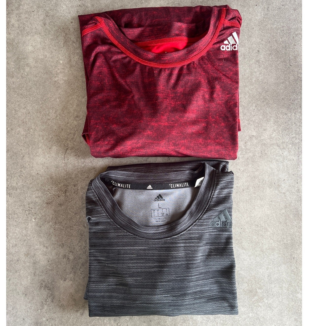 Adidas Mens bundle of 2 techfit/climalite heathered athletic long sleeve shirts