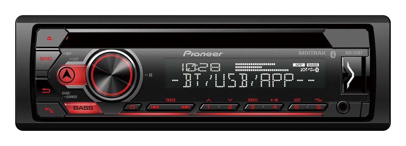 Pioneer DEH-S31BT CD Receiver with Bluetooth, Single DIN, In-Dash | Pioneer