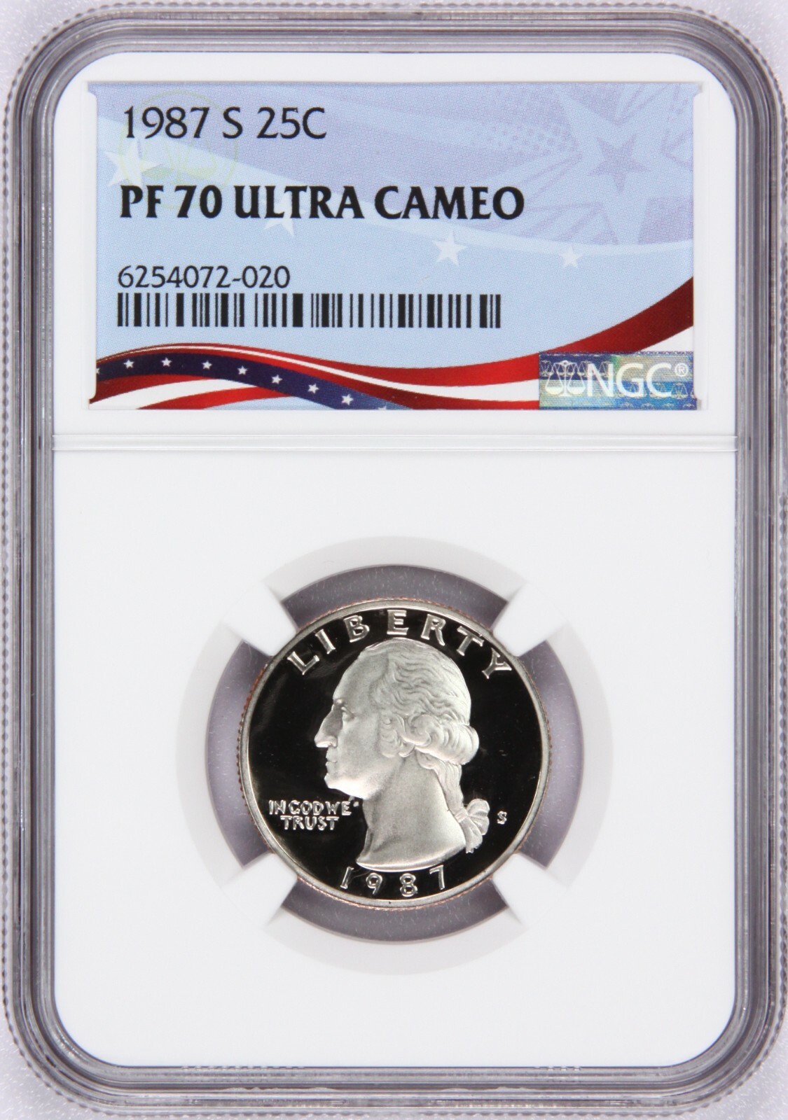 1987-S Washington Proof Quarter, Graded PF70UC by NGC * Low Population