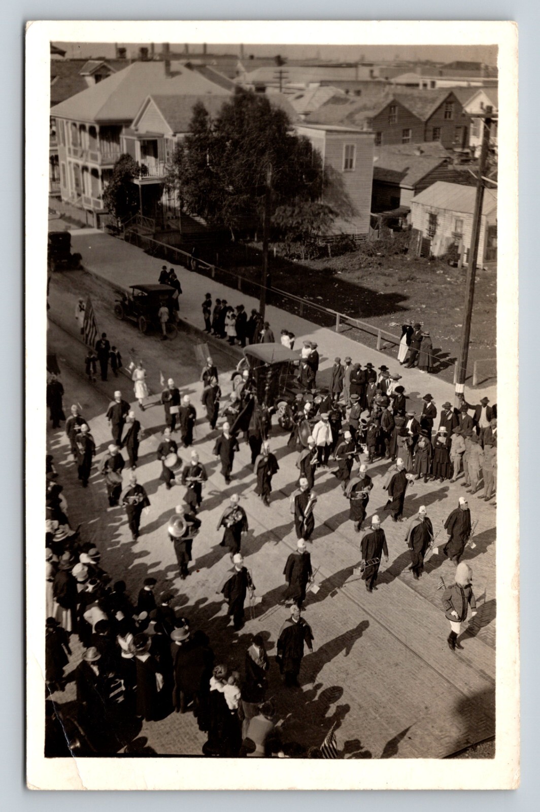 RPPC Parade & Marching Band Classic Cars US Flag VINTAGE Postcard AZO 1918-1930 RPPC Parade & Marching Band Classic Cars US Flag VINTAGE Postcard AZO 1918-1930