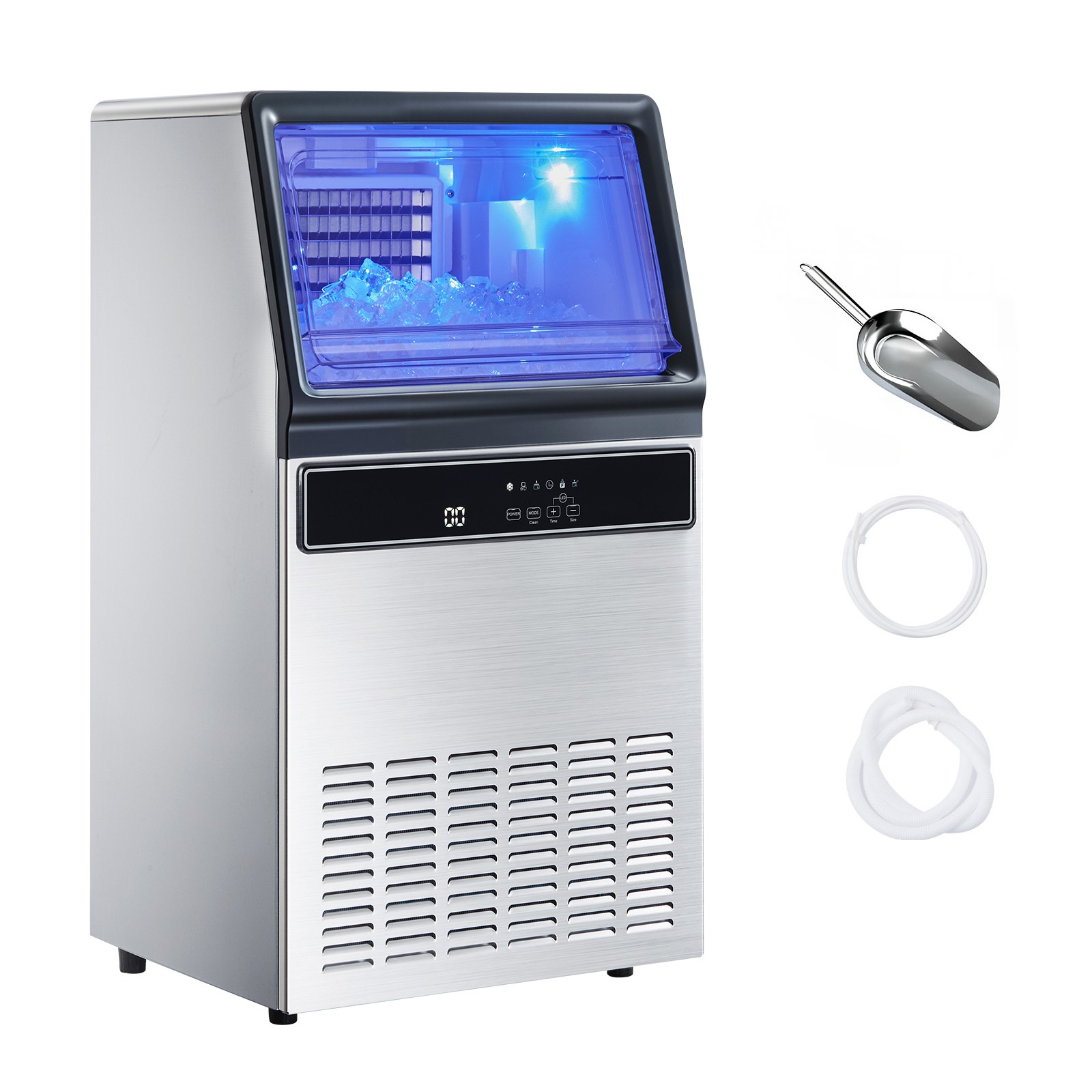 Uimoso 130Lbs Commercial Ice Maker Undercounter Freestanding Ice Cube Machine
