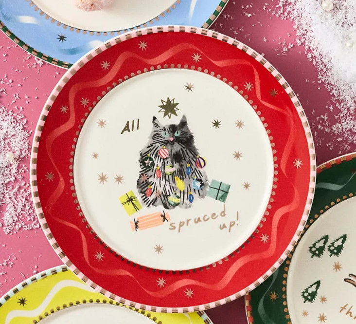 Anthropologie Cat Dessert Plate All Spruced Up Caroline