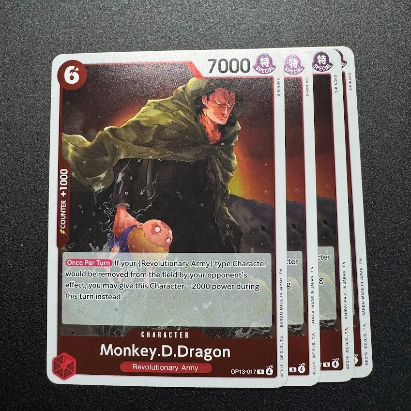 4x Monkey.D.Dragon OP13-017 - One Piece TCG English Playset Near Mint 4x Monkey.D.Dragon OP13-017 - One Piece TCG English Playset Near Mint