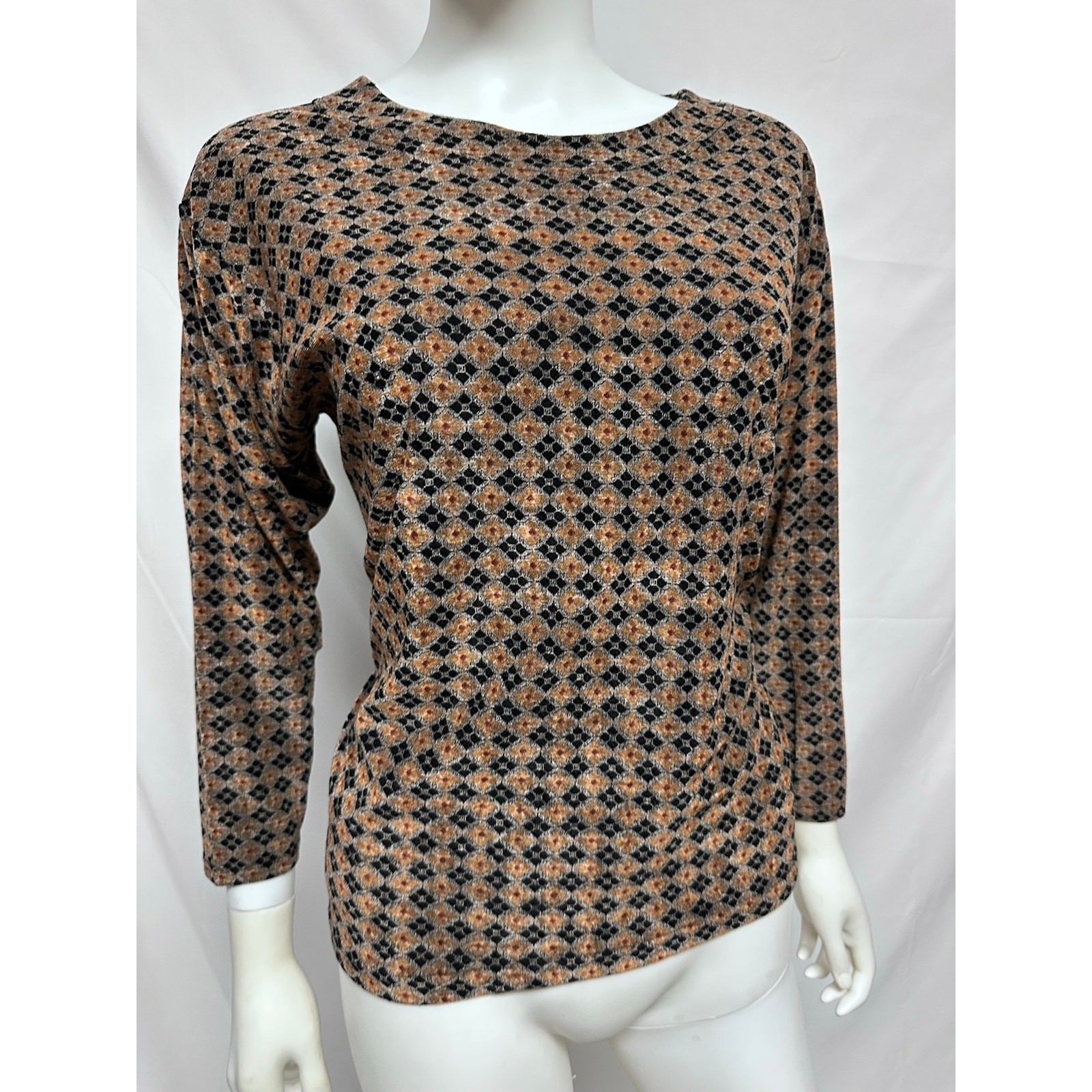 True Vintage 00s Black Metallic Long Sleeve Top Made in Korea