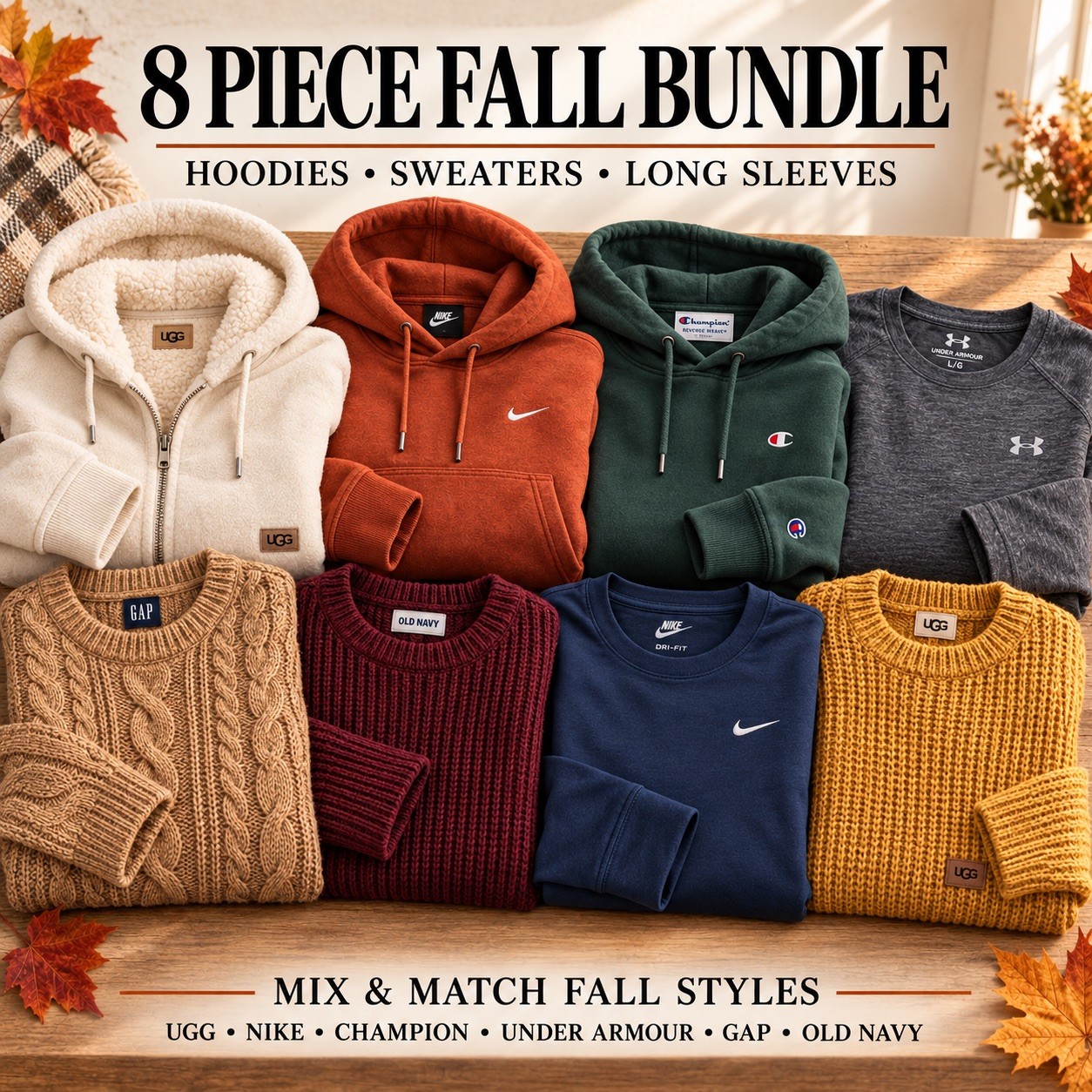 Women’s Clothing 8 Pc Fall Reseller Lot Hoodies Sweaters Long Sleeve