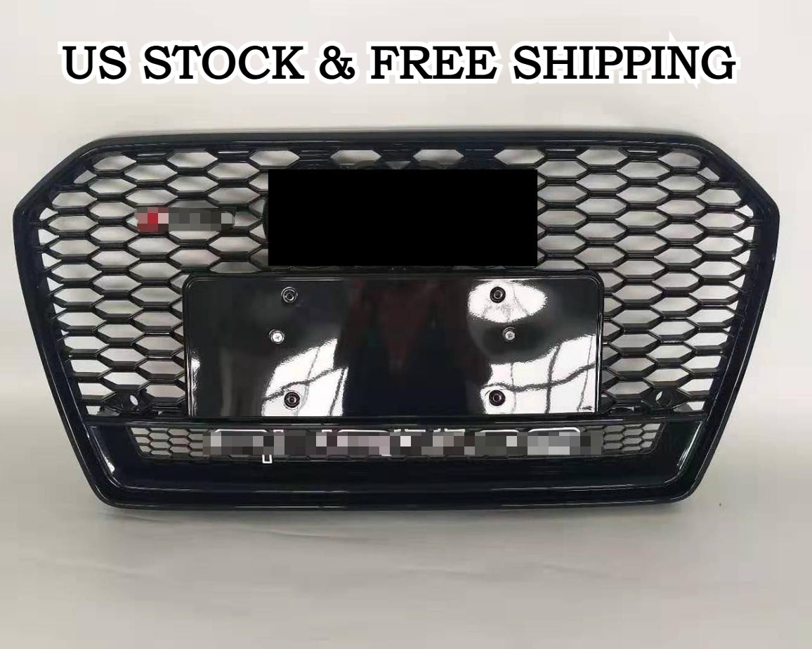 For 2016-2018 Audi A6 S6 C7.5 RS6 Style Front Bumper Honeycomb Grill Gloss Black