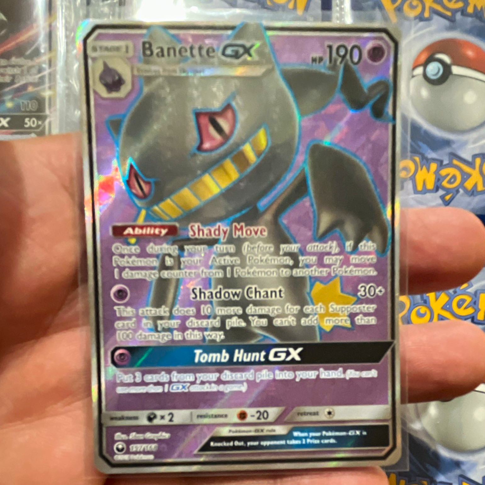 Pokémon TCG Banette GX 157/147 Burning Shadows Ultra Rare Full Art Holo EN