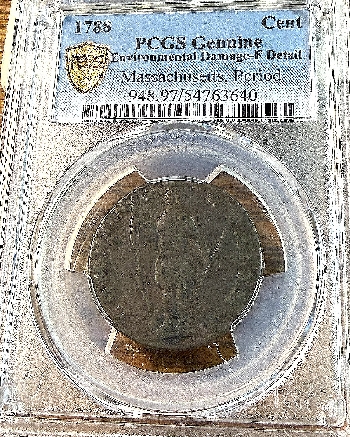 1788 Massachusetts Cent w/Period PCGS Fine Dets. Nice BN Best Price Ebay* CHRC