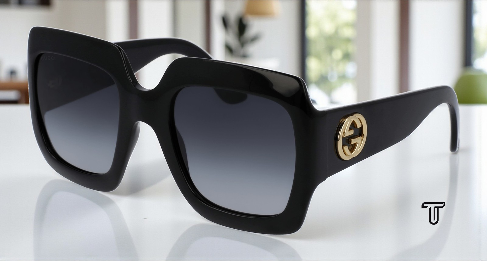 GUCCI GG0053S 001 Rectangular Square Black Grey 54 mm Women\'s Sunglasses