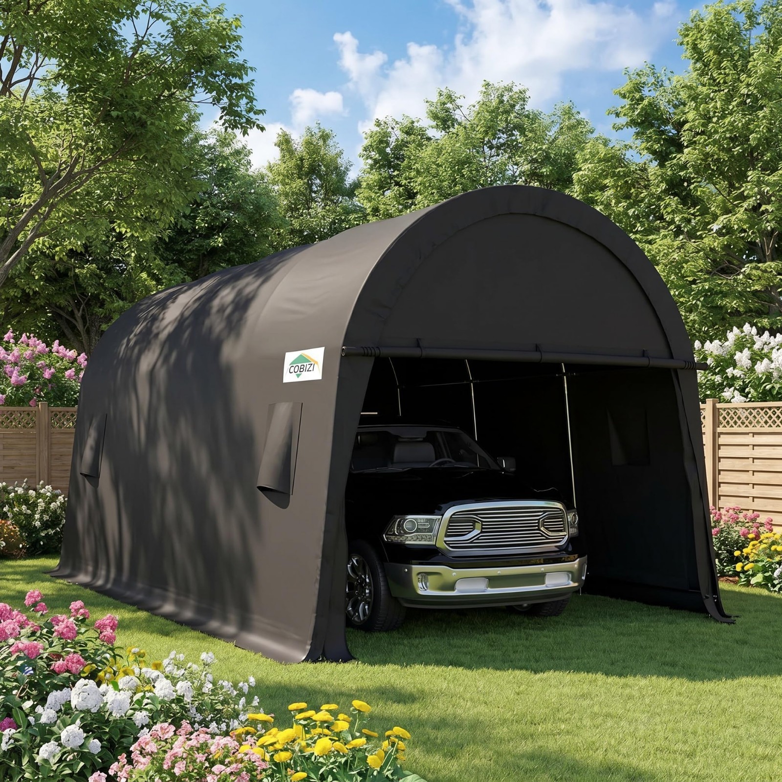 Carport 10x15 Heavy Duty Portable Garage & Removable Doors & Vents for Outdoor