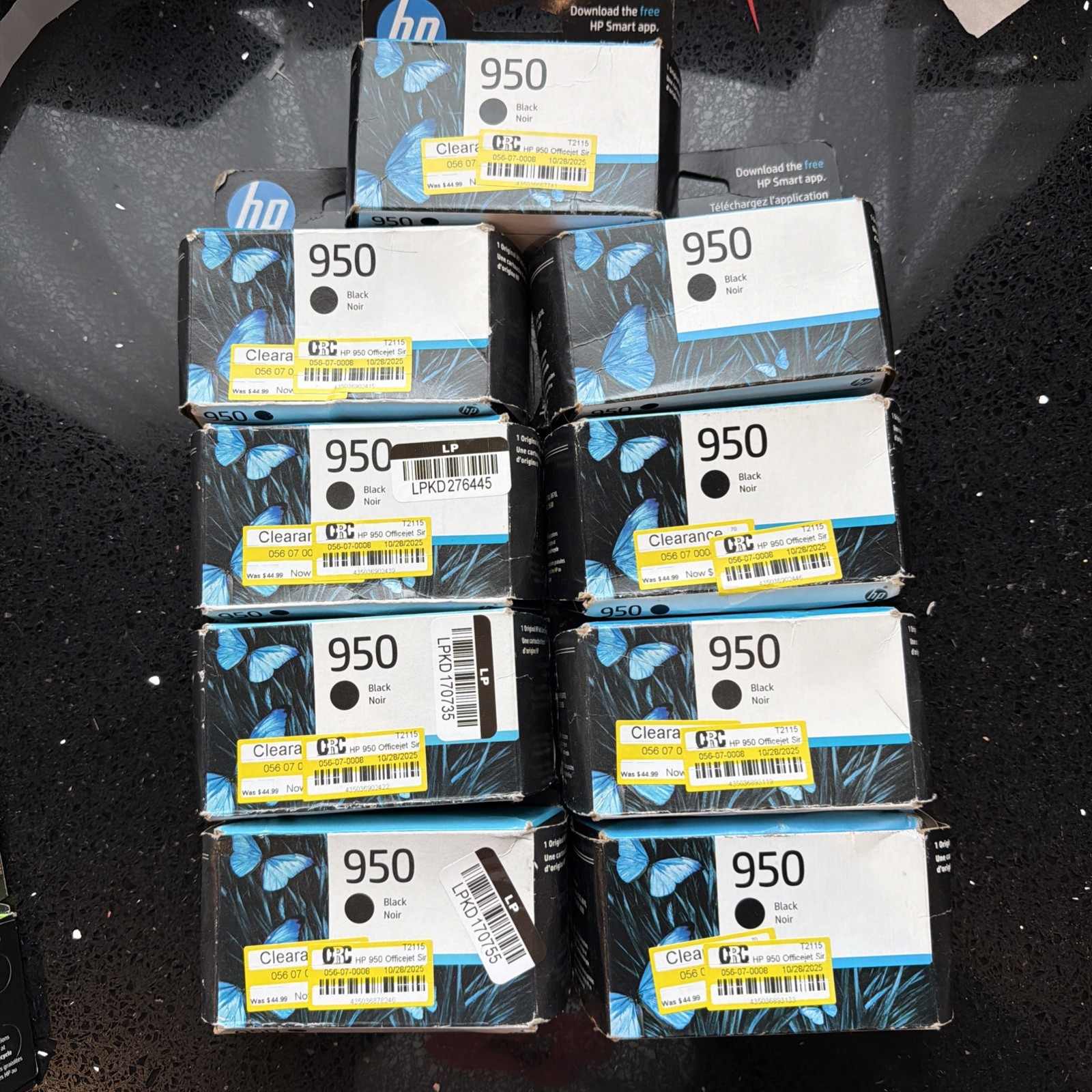 Lot Of 9 HP 950, CN049AN Black Original Ink Cartridge Exp 2024-2026