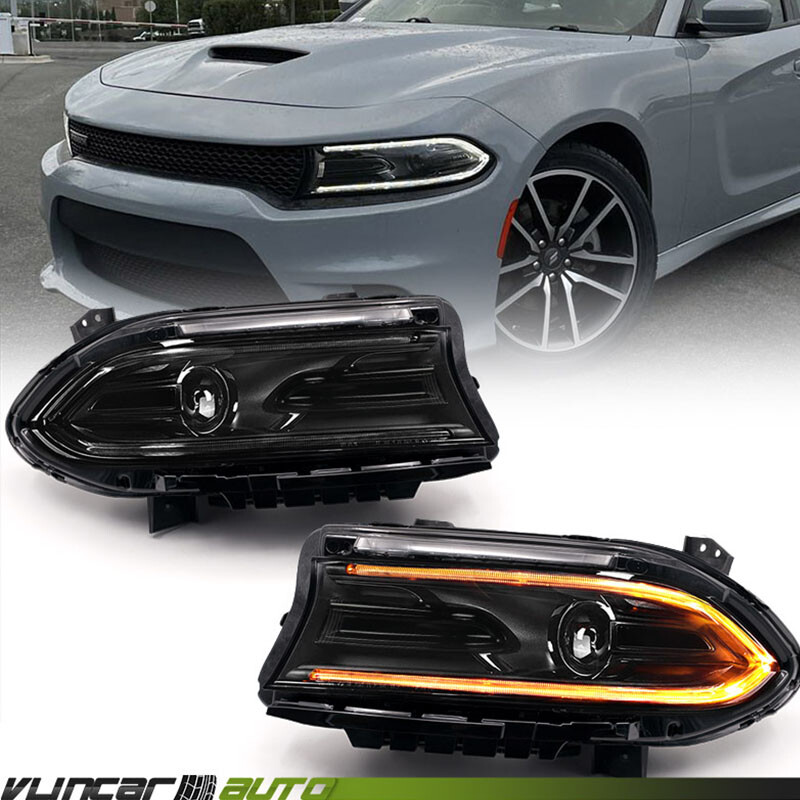 Set For 2022-2025 Dodge Charger Halogen Switchback LED DRL Headlights Headlamps