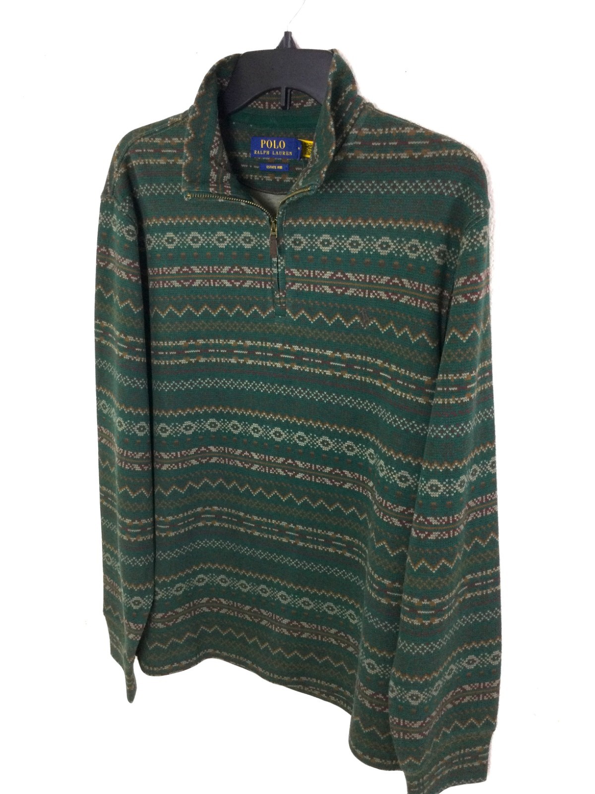 Polo Ralph Lauren Men Quarter-Zip Estate Rib Fair Isle Graphic Pullover Polo Ralph Lauren Men Quarter-Zip Estate Rib Fair Isle Graphic Pullover