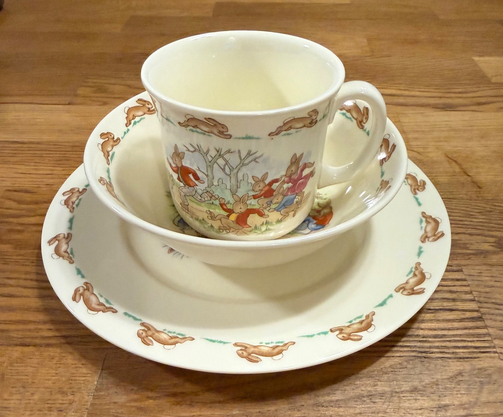Vintage Royal Doulton Bunnykins 3 Piece English Fine Bone China Vintage Royal Doulton Bunnykins 3 Piece English Fine Bone China