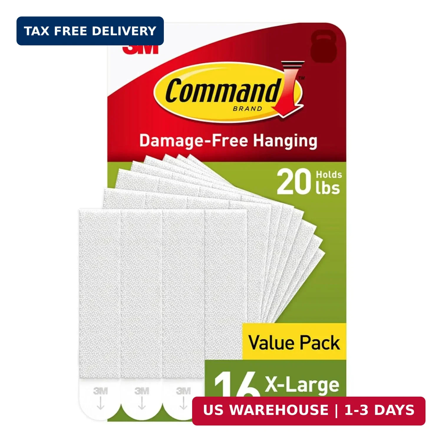 Command 20 lb X-Large Picture Hanging Strips, 16 Pairs White Command Strips Heav Command 20 lb X-Large Picture Hanging Strips, 16 Pairs White Command Strips Heav