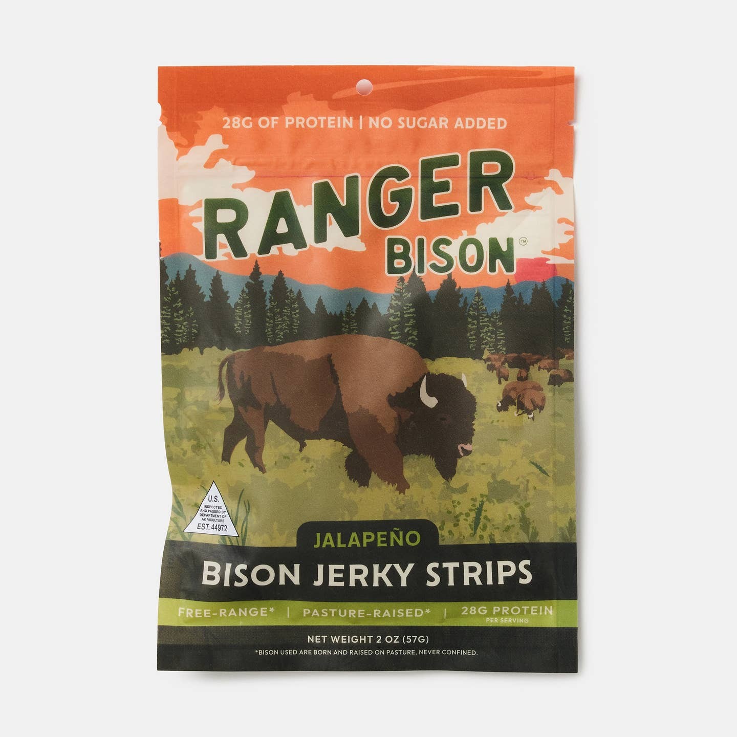 Ranger Bison Jalapeño Bison Buffallo Jerky Strips One (1)  - 2 oz Bag