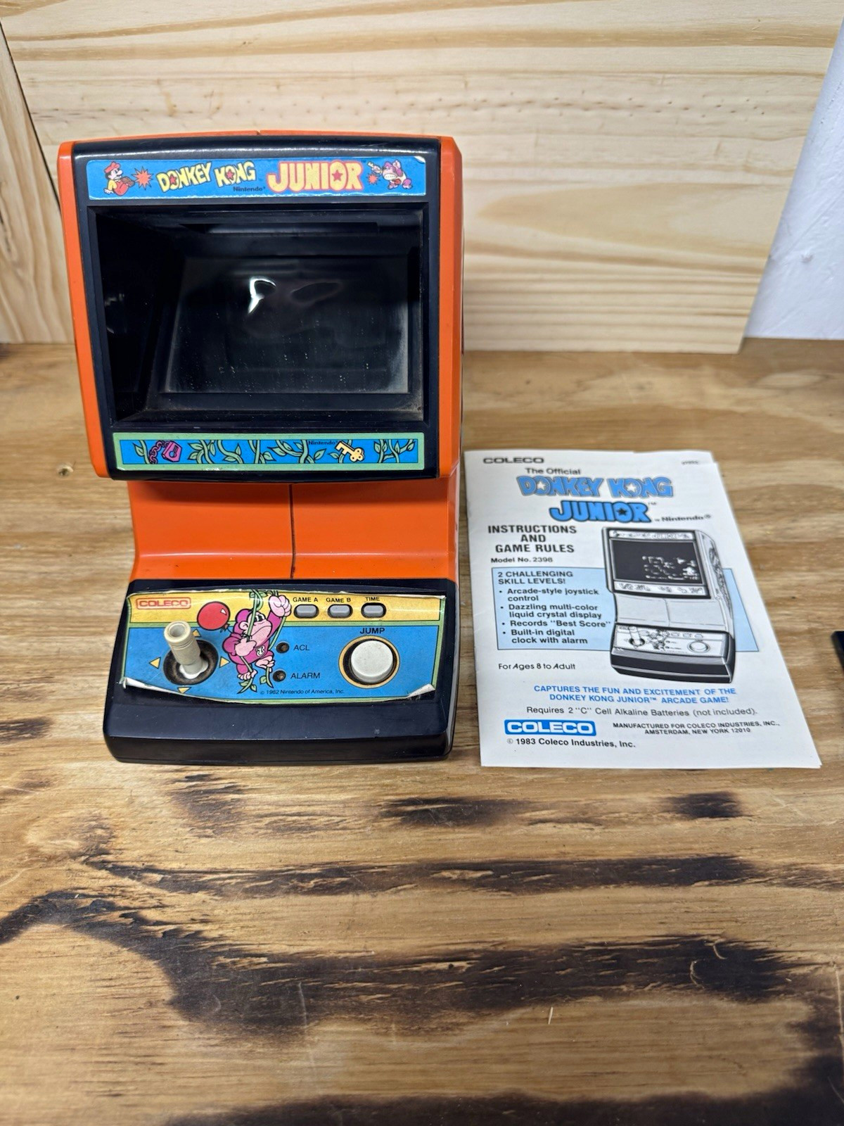 Vintage Coleco Donkey Kong Jr 2398 Tabletop Arcade Tested Working w/ Manual