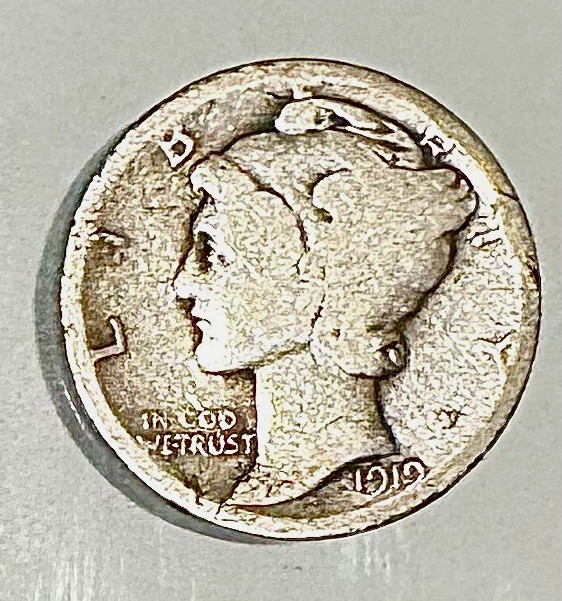 1919 Mercury Dime 10C Silver .900 Fineness Philadelphia Business KM#140