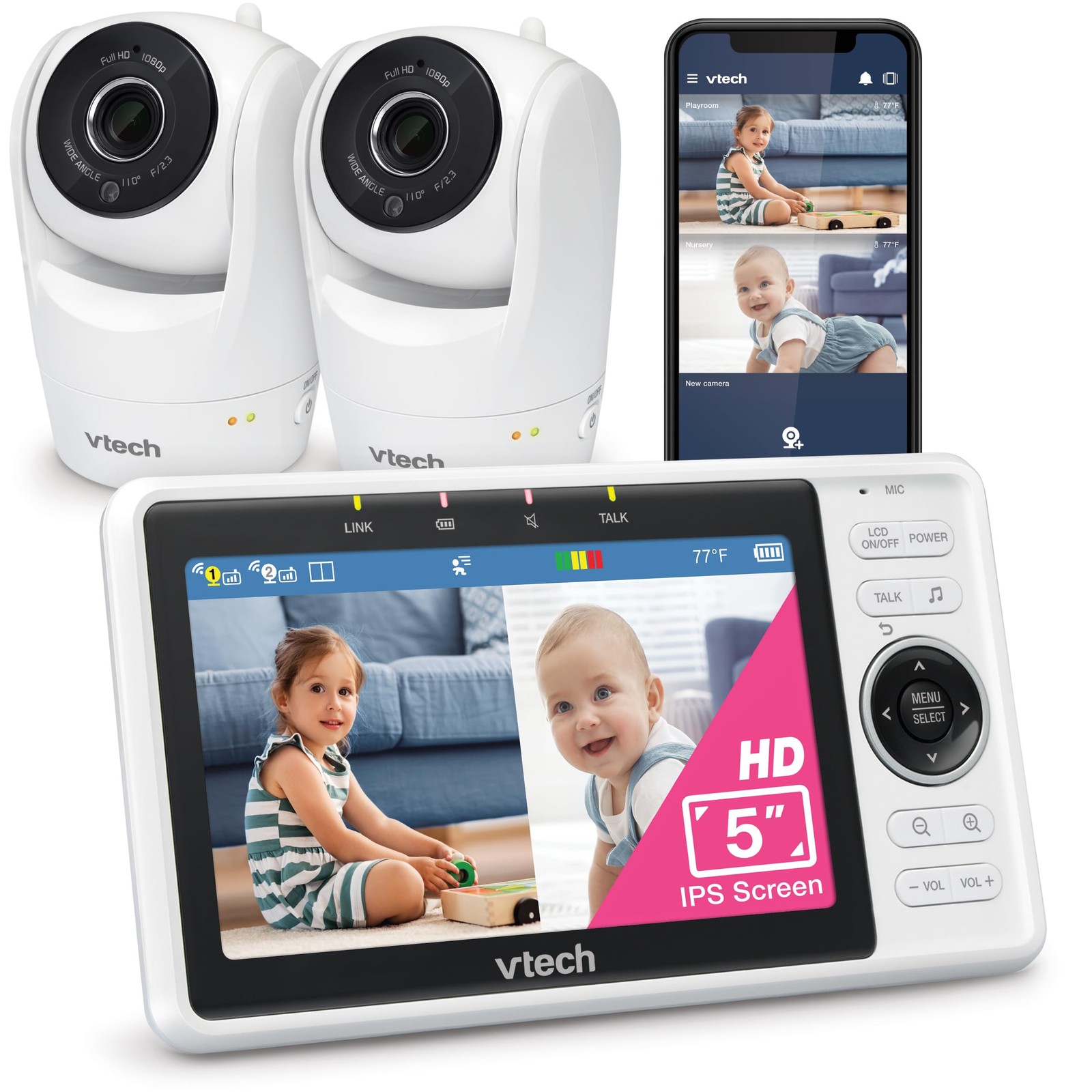 VTech VM901-2HD Smart WiFi Baby Monitor 2 Cameras 1080p 5\ VTech VM901-2HD Smart WiFi Baby Monitor 2 Cameras 1080p 5\