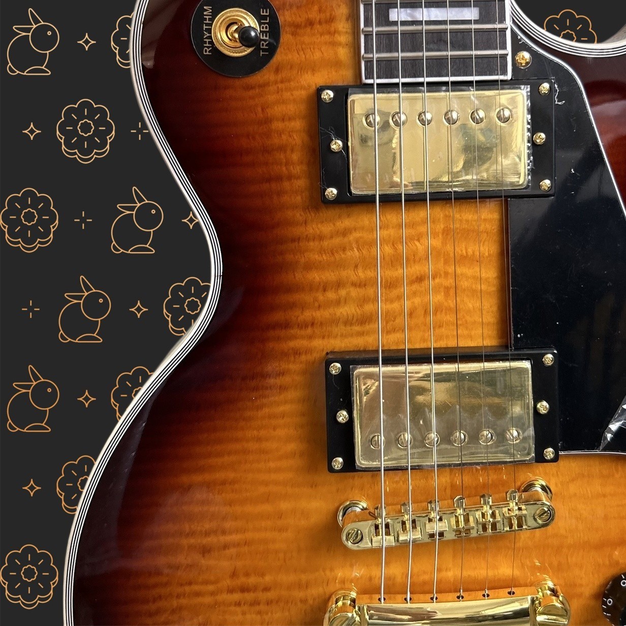 USA Shipment High Quality LP Brown Flame Maple Top Electric Guitar Gold Part