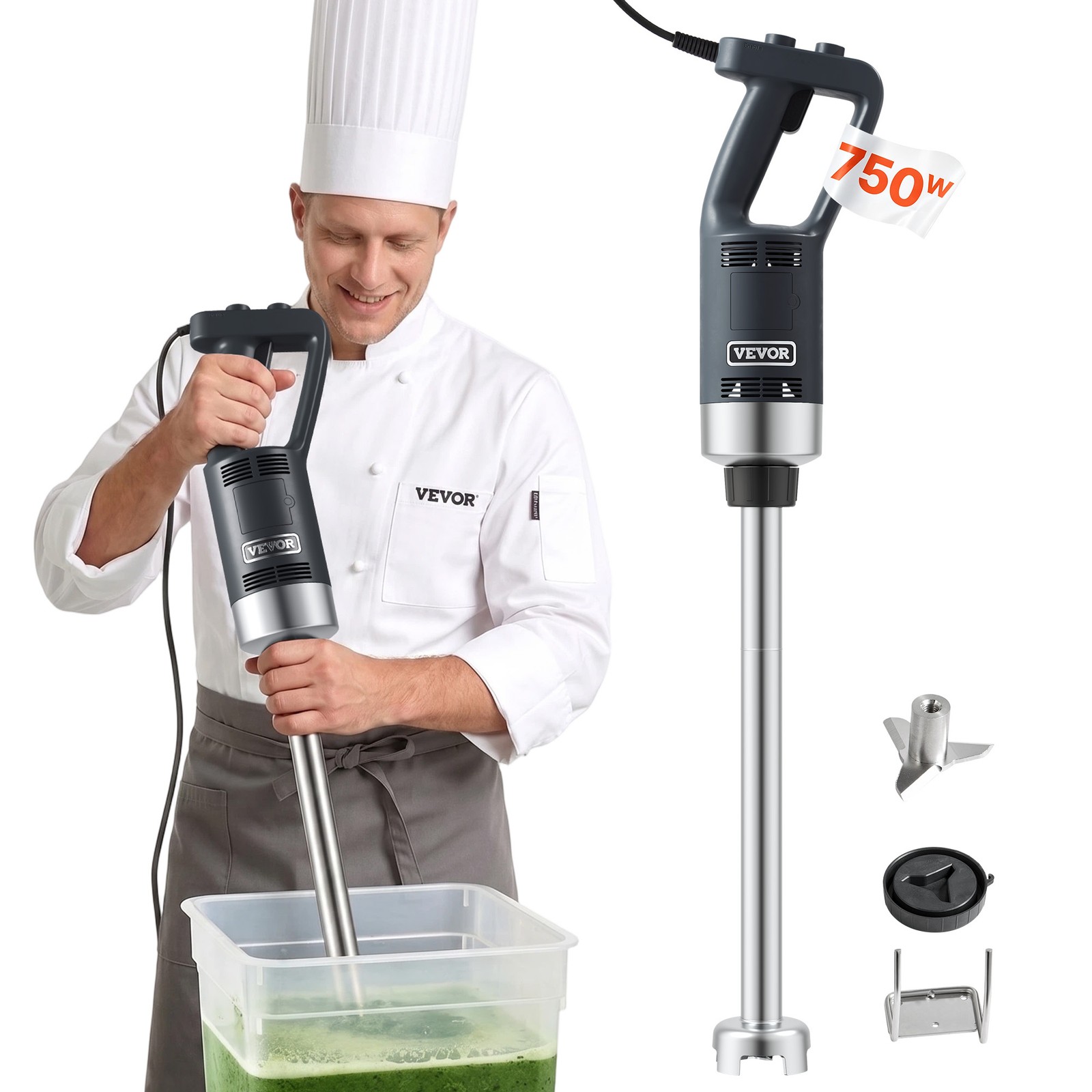 VEVOR Commercial Immersion Blender Heavy Duty Hand Mixer 750W Variable Speed