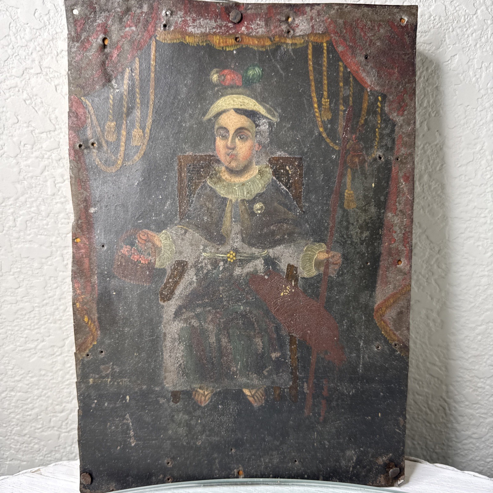 Antique Mexican Retablo, Oil on Tin - Niño de Atocha, c.1890 Antique Mexican Retablo, Oil on Tin - Niño de Atocha, c.1890