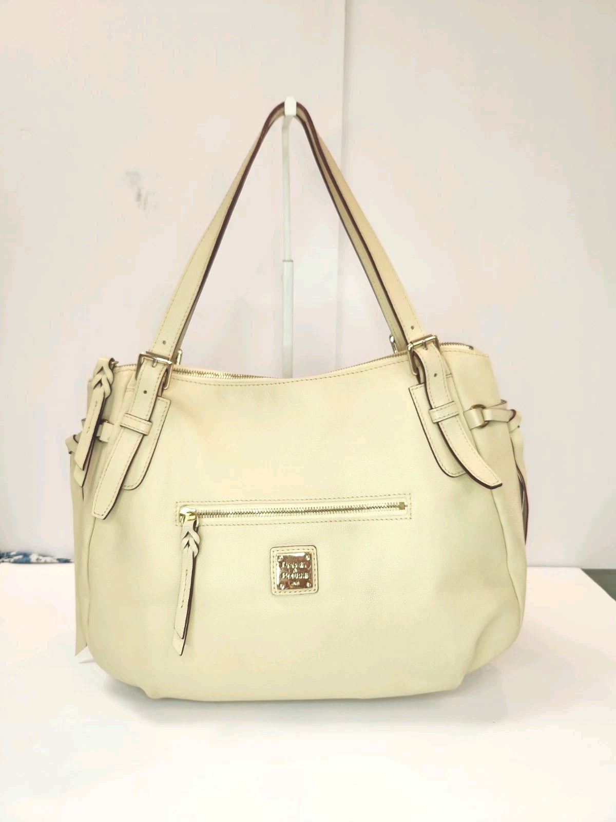 DOONEY & BOURKE CREAM SOFT PEBBLED LEATHER TOTE SATCHEL PURSE BAG