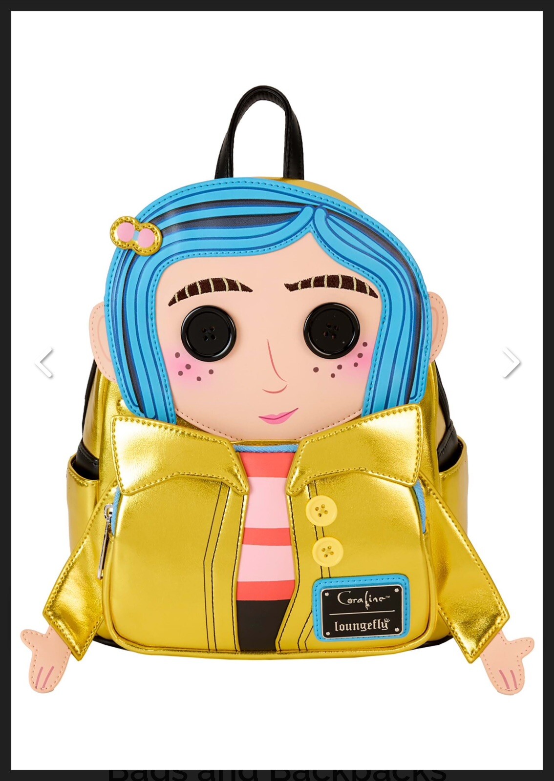 Coraline 15th Anniversary Laika Doll Metallic Cosplay Mini Backpack Bag Pack New