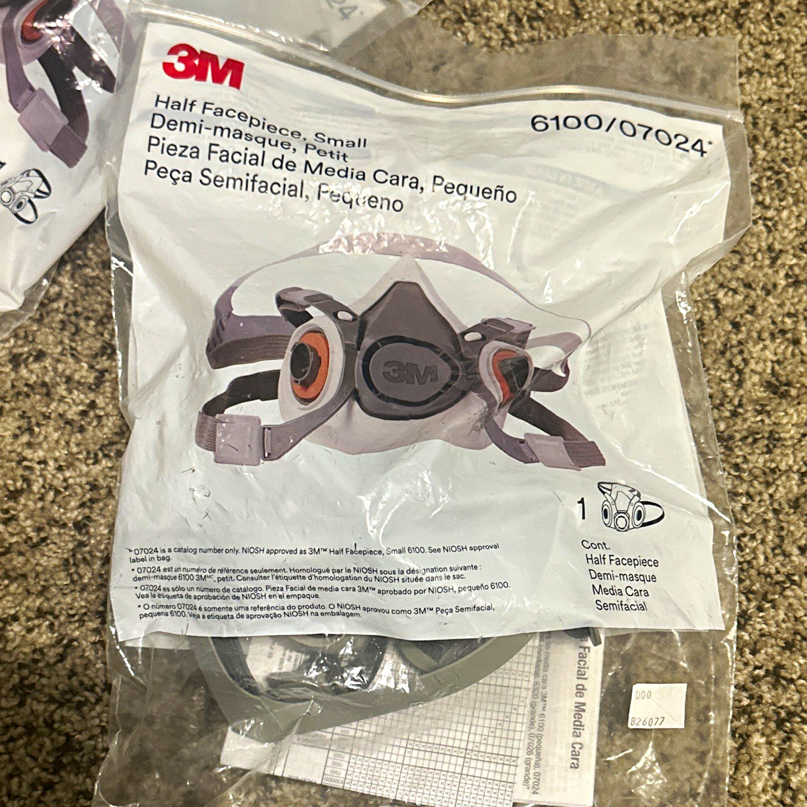 3M 6100 Half Facepiece Reusable Respirator Half Mask Size S MPN 6100/07024 3M 6100 Half Facepiece Reusable Respirator Half Mask Size S MPN 6100/07024
