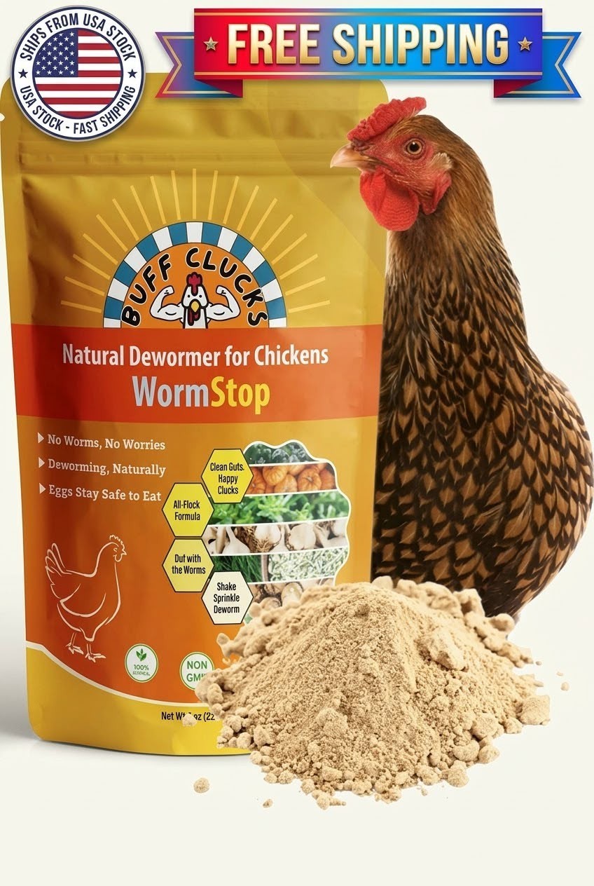 Buff Clucks WormStop Herbal Chicken Powder 8oz Natural Backyard Flock Supplement