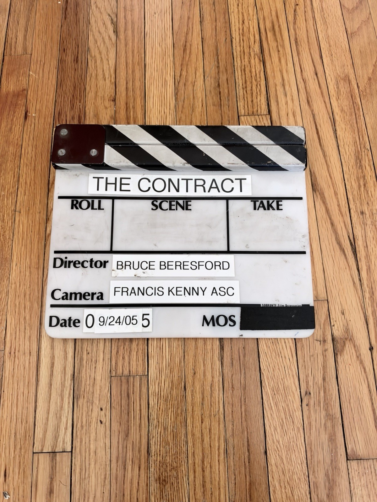 The Contract Film Production Used Clapperboard Slate Director Bruce Beresford 