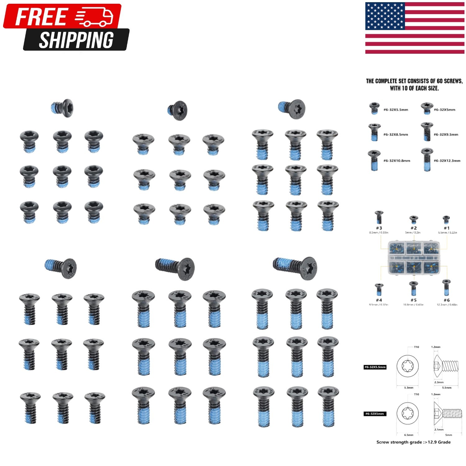 61Pcs Red Dot Sights Screws Kit Alloy Steel Flat Head Screws for Optics Mount...
