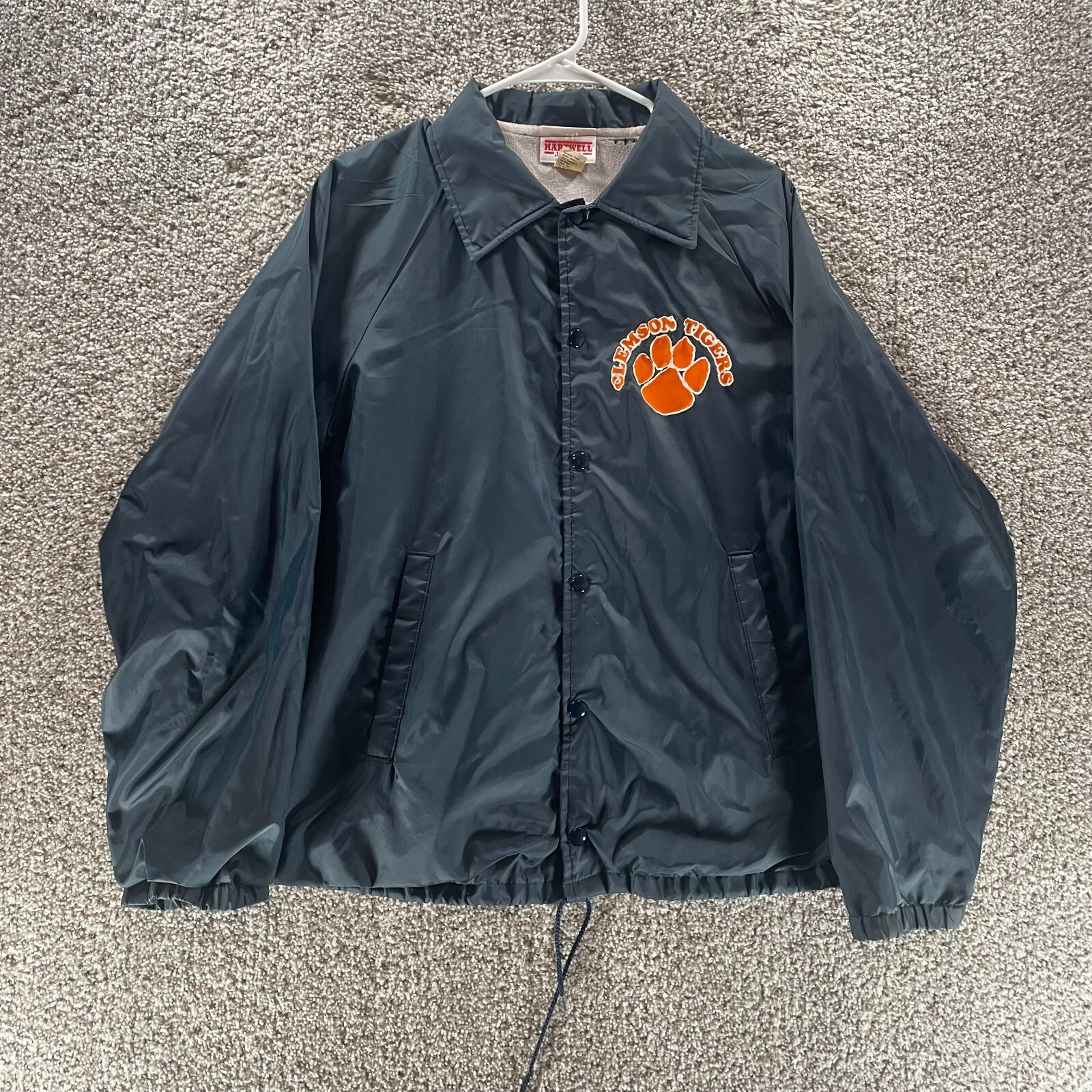 Vintage 70s Clemson Tigers Jacket Mens Medium Blue Hartwell Made In USA NCAA
