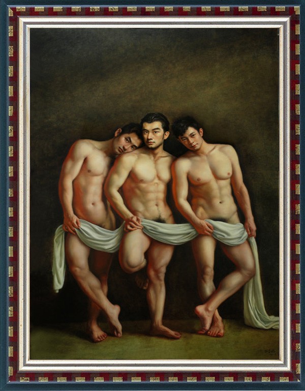 Hand Painted Original Oil Painting Men Male Nude Figure Canvas Art Unframed