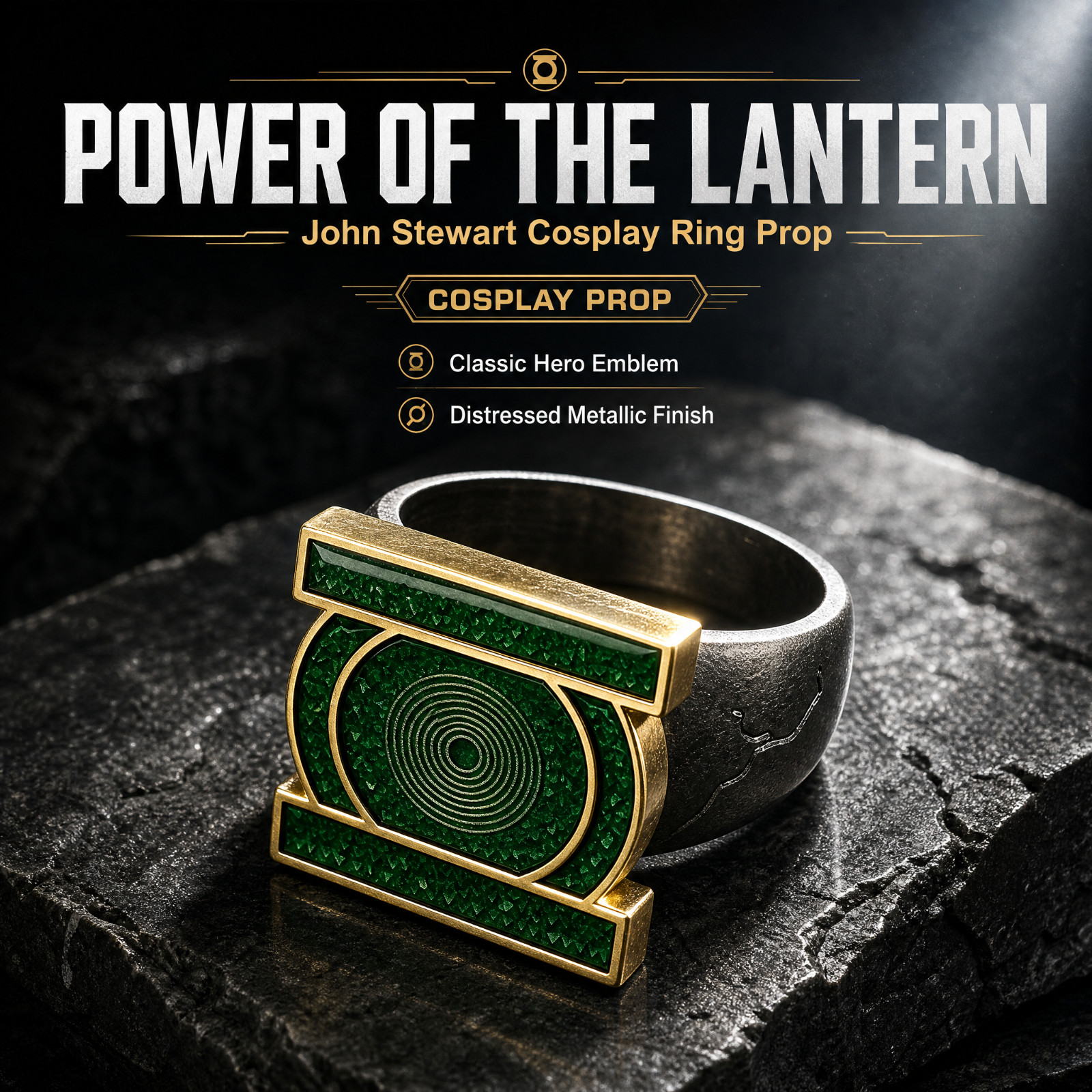 John Stewart Green Lantern Cosplay Ring Metal Ring Ornaments