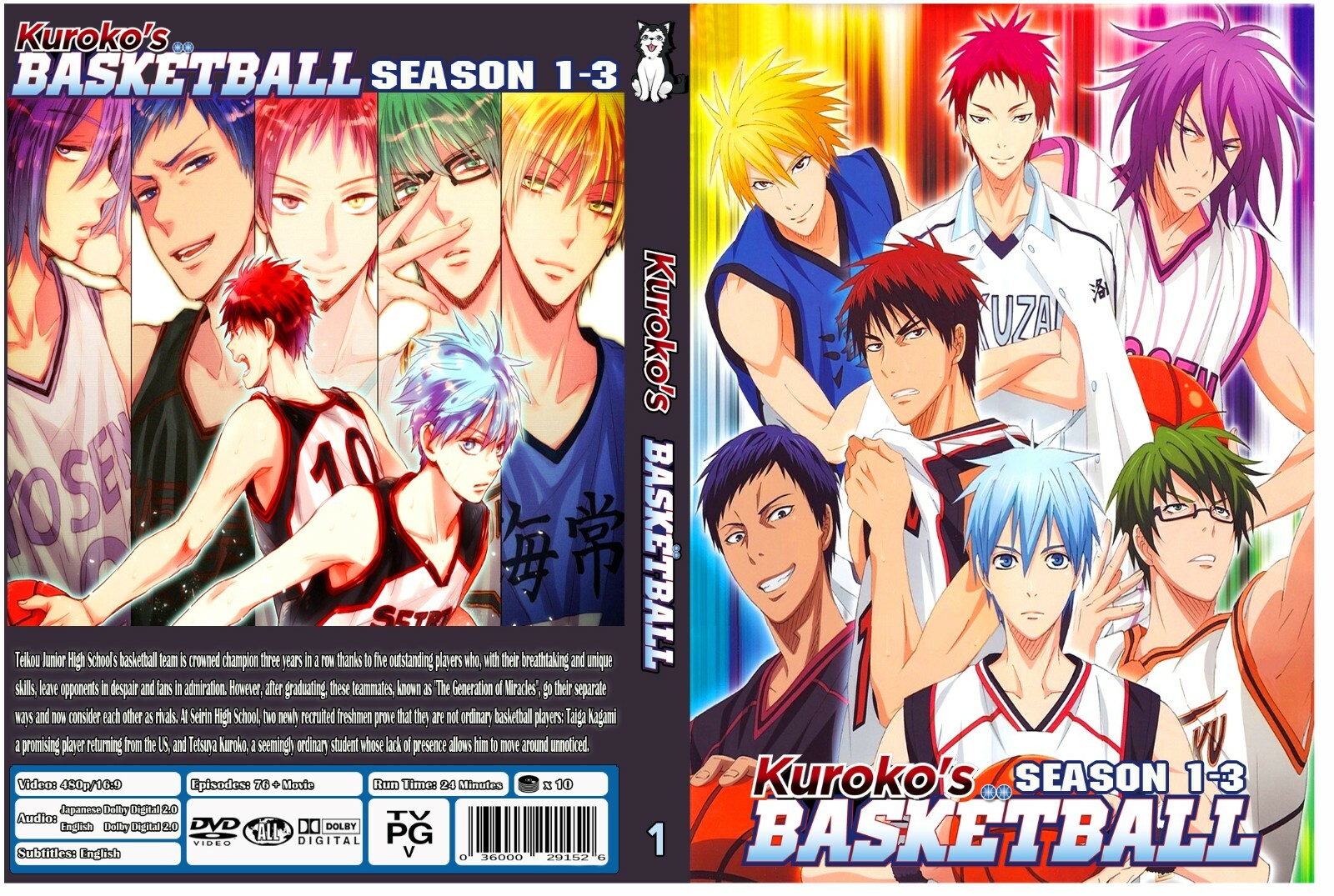Kuroko\'s Basketball Season 1-3 Complete Series+Movie Dual Audio English/Japanese