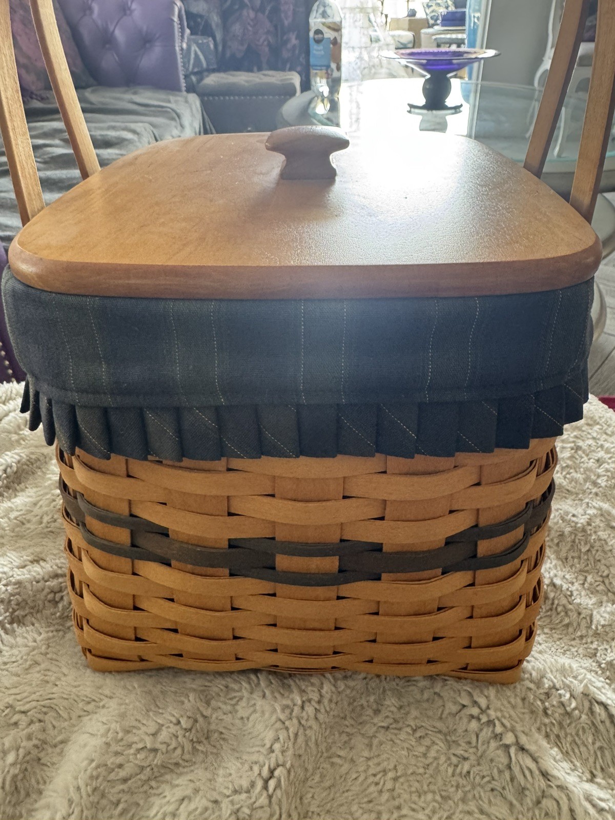 EXC Longaberger 1998 Harbor Basket Collectors Club with Protector & Lid