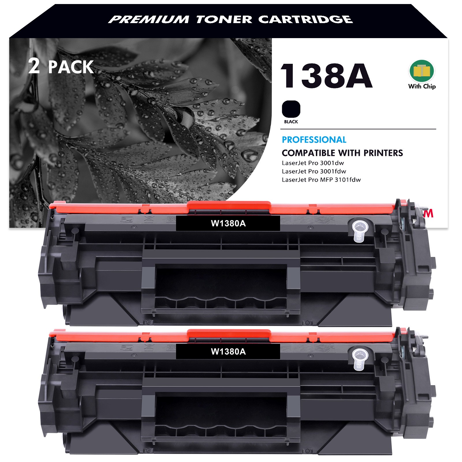 1-4PK 138A W1380A Toner Cartridge with Chip for HP Laser Jet Pro MFP 3101fdw