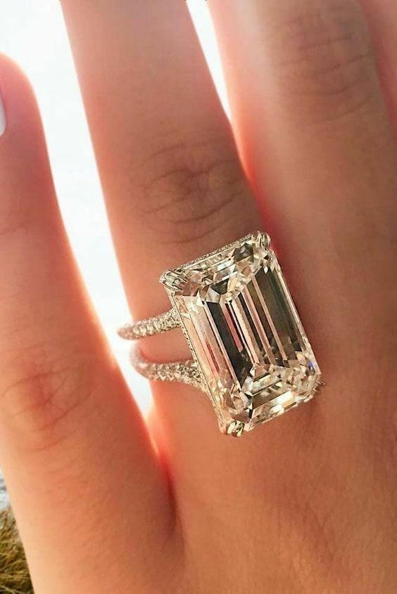 6.80 Ct Emerald Cut Lab-Created White Diamond Wedding Ring 14K White Gold Over